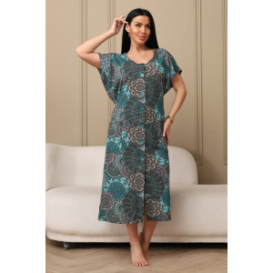 Халат женский 001 кулирка (р-ры: 54-70) оранжевый-круги