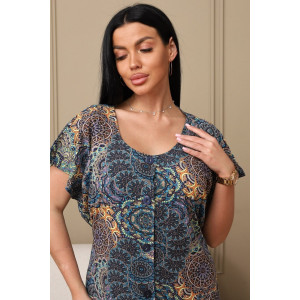 Халат женский 001 кулирка (р-ры: 54-70) оранжевый-круги