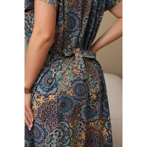 Халат женский 001 кулирка (р-ры: 54-70) оранжевый-круги