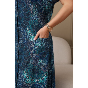 Халат женский 001 кулирка (р-ры: 54-70) синий-круги