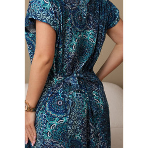 Халат женский 001 кулирка (р-ры: 54-70) синий-круги