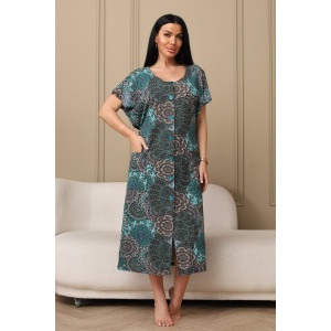 Халат женский 001 кулирка (р-ры: 54-70) зеленый-круги