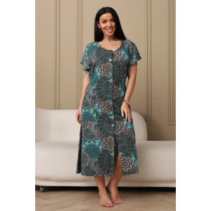 Халат женский 001 кулирка (р-ры: 54-70) зеленый-круги