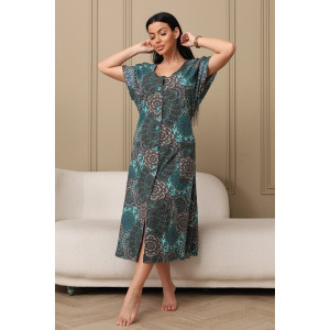 Халат женский 001 кулирка (р-ры: 54-70) зеленый-круги