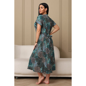 Халат женский 001 кулирка (р-ры: 54-70) зеленый-круги