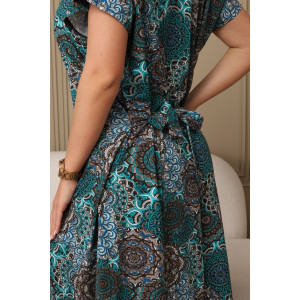 Халат женский 001 кулирка (р-ры: 54-70) зеленый-круги