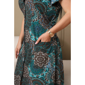 Халат женский 001 кулирка (р-ры: 54-70) зеленый-круги