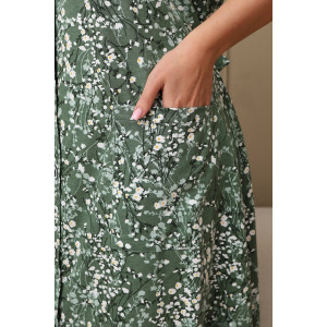 Халат женский 001 кулирка (р-ры: 54-70) зеленый-полянка