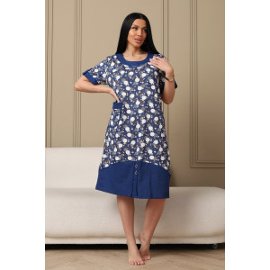 Платье женское 591 кулирка (р-ры: 48-62) синий-горох