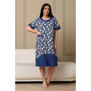 Платье женское 591 кулирка (р-ры: 48-62) синий-горох
