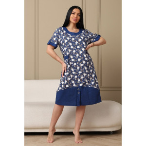Платье женское 591 кулирка (р-ры: 48-62) синий-горох
