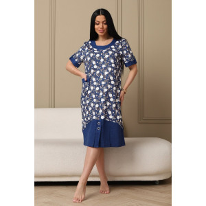 Платье женское 591 кулирка (р-ры: 48-62) синий-горох