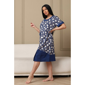 Платье женское 591 кулирка (р-ры: 48-62) синий-горох
