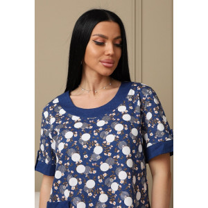 Платье женское 591 кулирка (р-ры: 48-62) синий-горох