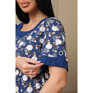 Платье женское 591 кулирка (р-ры: 48-62) синий-горох