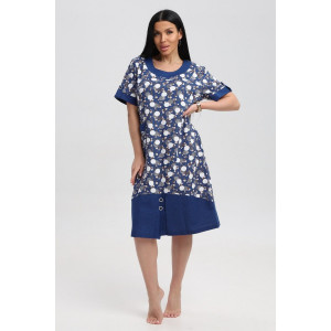 Платье женское 591 кулирка (р-ры: 48-62) синий-горох
