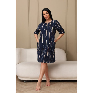 Платье женское 602 кулирка (р-ры: 48-62) синий-буквы