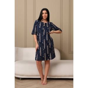 Платье женское 602 кулирка (р-ры: 48-62) синий-буквы