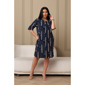 Платье женское 602 кулирка (р-ры: 48-62) синий-буквы