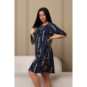 Платье женское 602 кулирка (р-ры: 48-62) синий-буквы