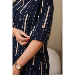 Платье женское 602 кулирка (р-ры: 48-62) синий-буквы