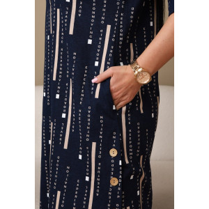 Платье женское 602 кулирка (р-ры: 48-62) синий-буквы