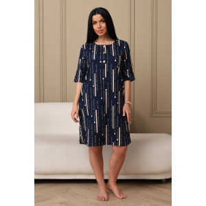 Платье женское 602 кулирка (р-ры: 48-62) синий-буквы