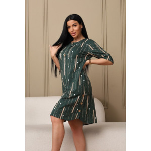 Платье женское 602 кулирка (р-ры: 48-62) зеленый-буквы