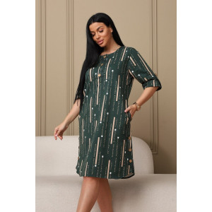 Платье женское 602 кулирка (р-ры: 48-62) зеленый-буквы