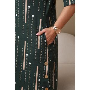 Платье женское 602 кулирка (р-ры: 48-62) зеленый-буквы