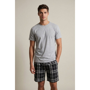 Пижама мужская "Челси" МП-3 кулирка (р-ры: 48-56) клетка черный