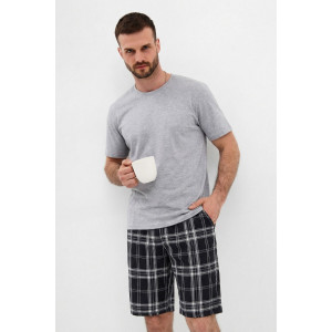 Пижама мужская "Челси" МП-3 кулирка (р-ры: 48-56) клетка черный