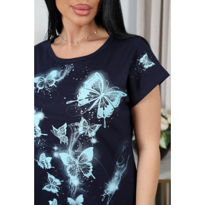 Костюм двойка женский 697 "НЕОбыкновенная" кулирка (р-ры: 50-60) т-синий-бирюзовый