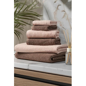 Набор махровых полотенец "Романс" 6 шт. розово-бежевый-розово-коричневый