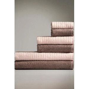 Набор махровых полотенец "Романс" 6 шт. розово-бежевый-розово-коричневый