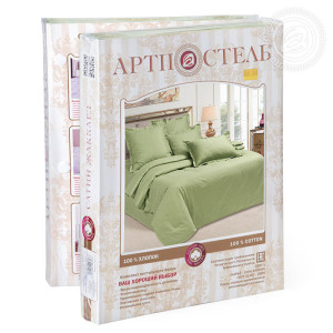 Постельное белье страйп-сатин "Фисташка"