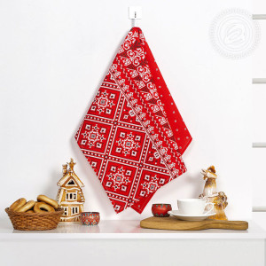 Полотенце кухонное рогожка "Народные узоры"