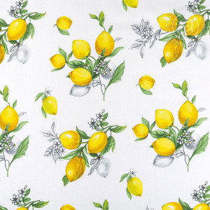 Шторы для кухни с подхватом рогожка "Лимоны"