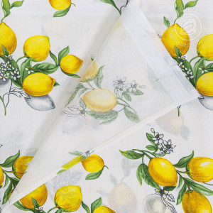 Шторы для кухни с подхватом рогожка "Лимоны"
