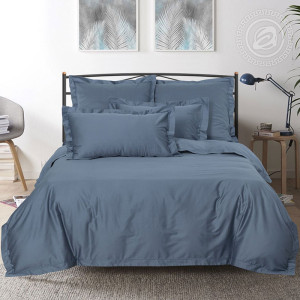 Постельное белье мако-сатин "Сине-серый"