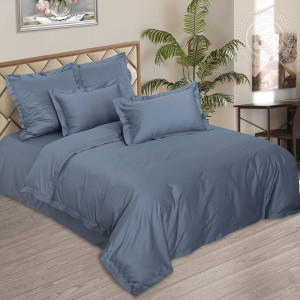 Постельное белье мако-сатин "Сине-серый"