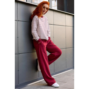 Костюм двойка женский "Полоса" футер 2-х нитка (последний размер) красный 48,52,54