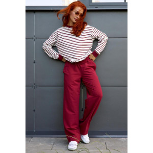 Костюм двойка женский "Полоса" футер 2-х нитка (последний размер) красный 48,52,54