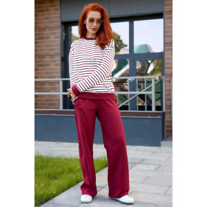 Костюм двойка женский "Полоса" футер 2-х нитка (последний размер) красный 48,52,54