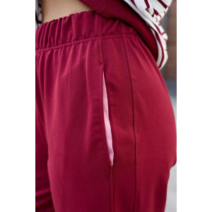 Костюм двойка женский "Полоса" футер 2-х нитка (последний размер) красный 48,52,54