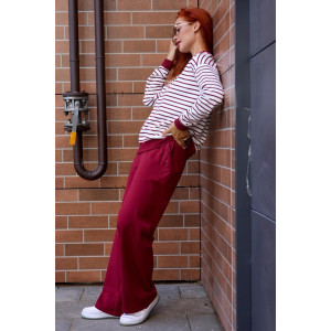 Костюм двойка женский "Полоса" футер 2-х нитка (последний размер) красный 48,52,54