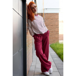 Костюм двойка женский "Полоса" футер 2-х нитка (последний размер) красный 48,52,54