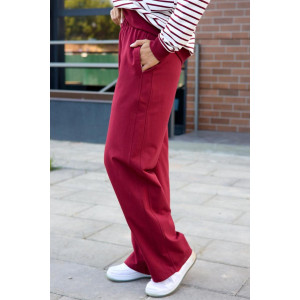 Костюм двойка женский "Полоса" футер 2-х нитка (последний размер) красный 48,52,54