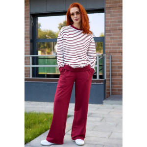 Костюм двойка женский "Полоса" футер 2-х нитка (последний размер) красный 48,52,54