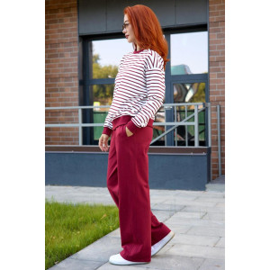 Костюм двойка женский "Полоса" футер 2-х нитка (последний размер) красный 48,52,54